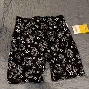 NWT Peanuts Black & White Graphic snoopy in space Print bike Shorts